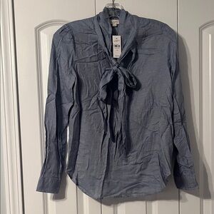 LOFT Women's Slate Blouse with Bow Detail